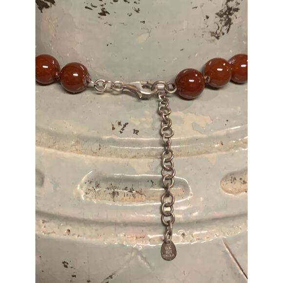 Whitney Kelly Necklace & Detachable Pendant Carnelian Agate Sterling Silver Vin. - Picture 14 of 16